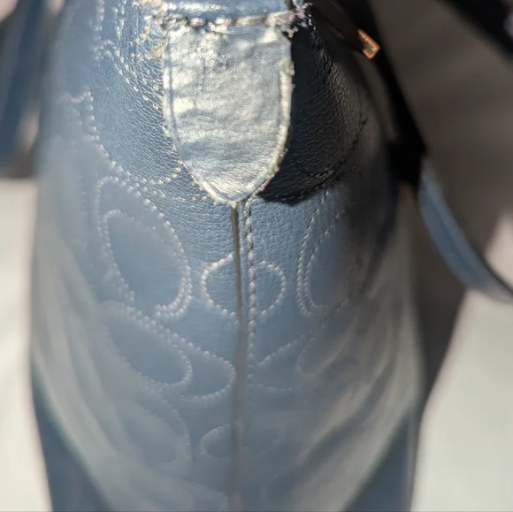 Coach Gallery Navy Perforted Leather Tote with Gold Accents.1499 - Picture 13 of 13